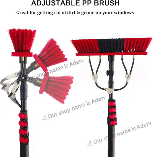 3.6-10.8 M Telescopic Brush, Water Fed Window Cleaning Pole, Soap Dispenser, Window Cleaning Pole, Water Fed Telescopic Brush, Window Roof Cleaning Equipment (35cm Brush,6M)