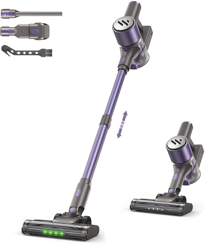 Vacuum Cleaners for Home,Cordless Vacuum Cleaner,Lightweight Stick Vacuum Cordless Rechargeable,Self-Standing Design,LED Touch Screen,Vacuum for Hardwood Floors,Carpet,Pet Hair(Lavender Purple)