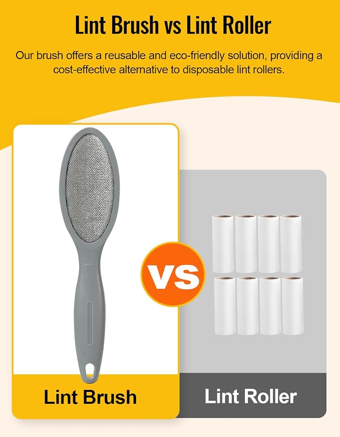 Lint Brush Pet Hair Remover for Clothes, Couches - 2 Pack, Dual Side, Gray - Image 4