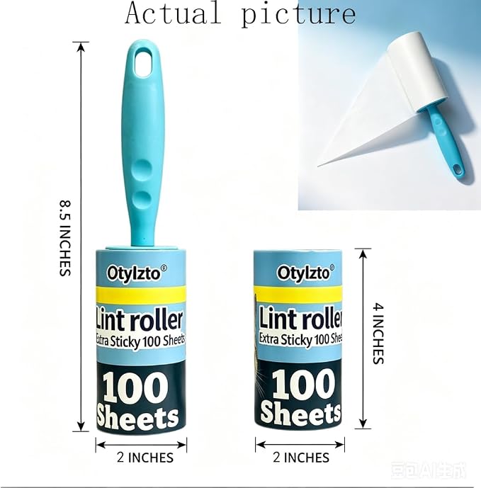 Otylzto 600 Sheets Extra Sticky Lint Rollers for Pet Hair lint Remover | Easy Spiral Tear for Clothes with Ergonomic Handle, for Furniture, Carpet, Car Seat, Lint roller refills house necessities - Image 2