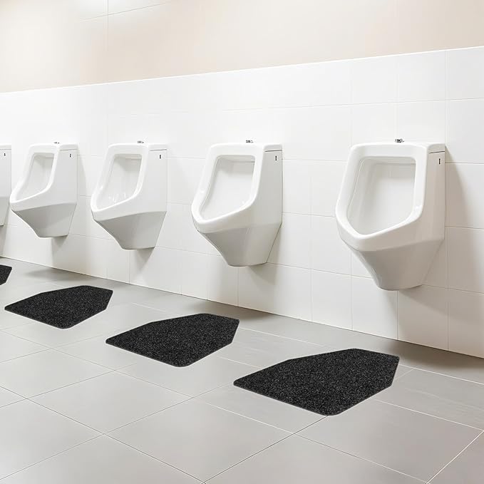 6 Pack Commercial Urinal Mats, Non-Slip Urinal Floor Mat for Men's Bathroom, Washable Rubber Urinal Pads for Business Bathroom