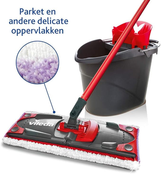Vileda UltraMax Power 2-in-1 Complete Set of Flat Microfibre Mop + Bucket with Wringer