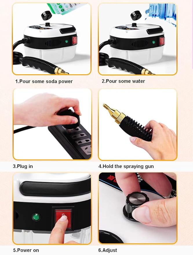 Generic High Temperature Pressurized Steam Cleaner, 2500W Handheld Small High Pressure High Heat Steam Cleaning Machine Portable Tank for Kitchen, Toilet, Car, Auto, standard, NK-882