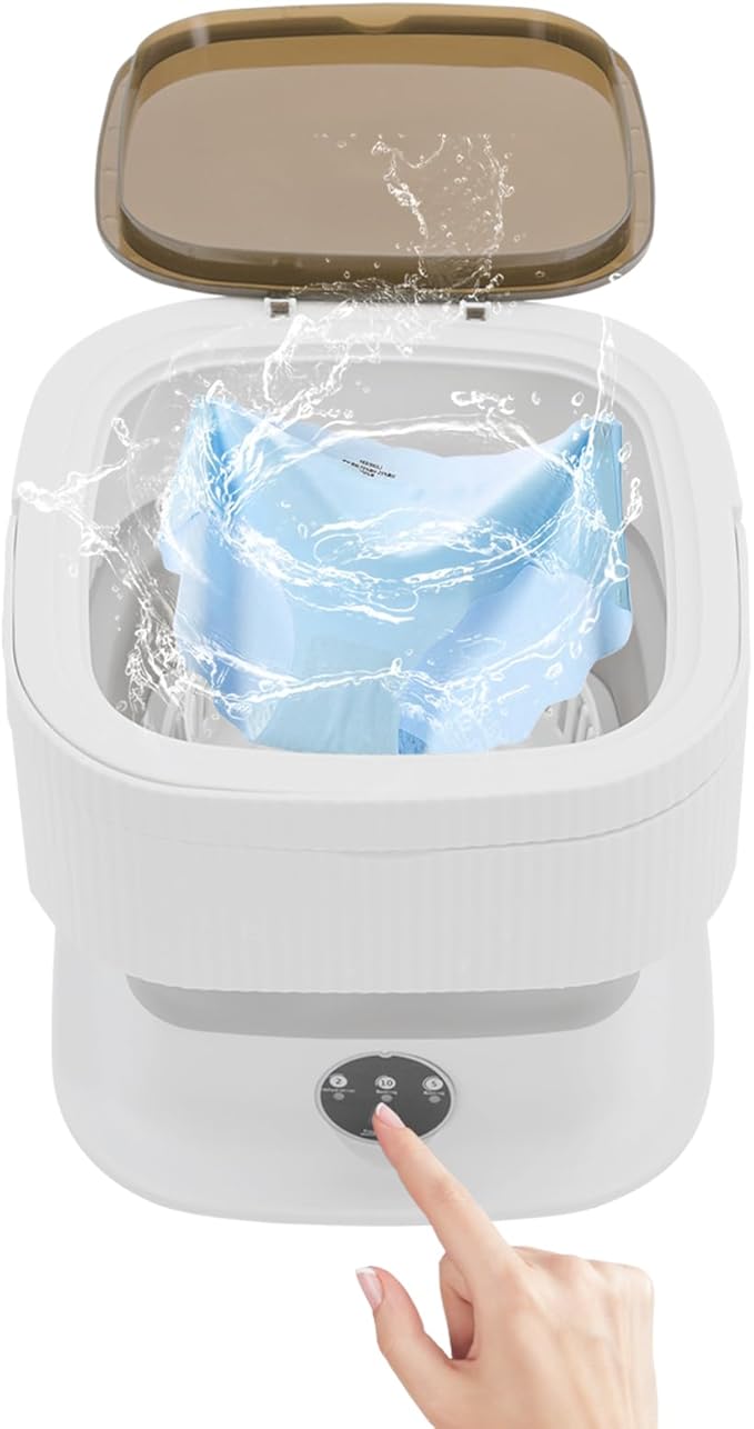 Portable Washing Machine, Foldable 10L Large Capacity Washer with 3 Modes Deep Cleaning, for Laundry, Dorms, College, RV, Camping, Underwear,Socks,Baby Clothes
