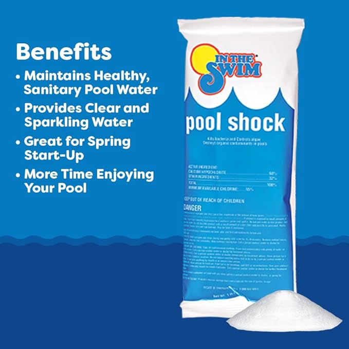 In The Swim Shock and Chlorine Bundle for Sanitizing Swimming Pools – Includes 6 x 1 Pound Bags of 68% Cal-Hypo Pool Shock and 10 Pound Bucket of 3 Inch Stabilized Chlorine Tablets