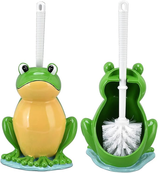 Frog Shape Toilet Brush Set, Creative Bathroom Cleaning Brush with Holder, Ergonomic Handle, and Space Saving Design for Effective Cleaning