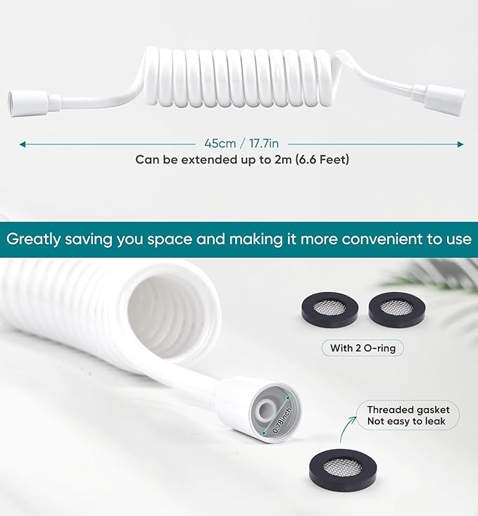 Handheld Bidet Sprayer Kit for Toilet, for Feminine Wash, Bidet Faucet Cloth Diaper, Baby Wash, Pet Wash or Toilet Cleaning, with Spring Type Bidet Hose (White)