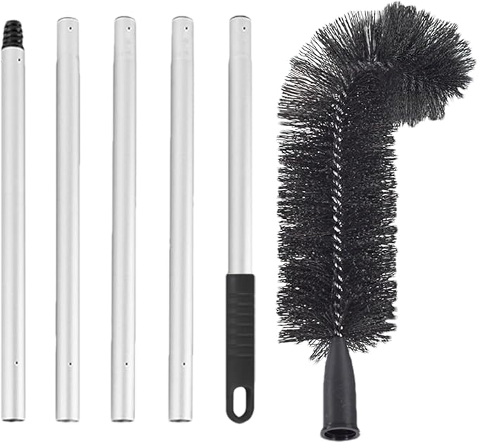 Gutter Cleaning Tool with Curved Stiff Bristles, Retractable Flexible Roof Gutter Brush Cleaner for Removing Dust, Leaves, Debris, and Branches