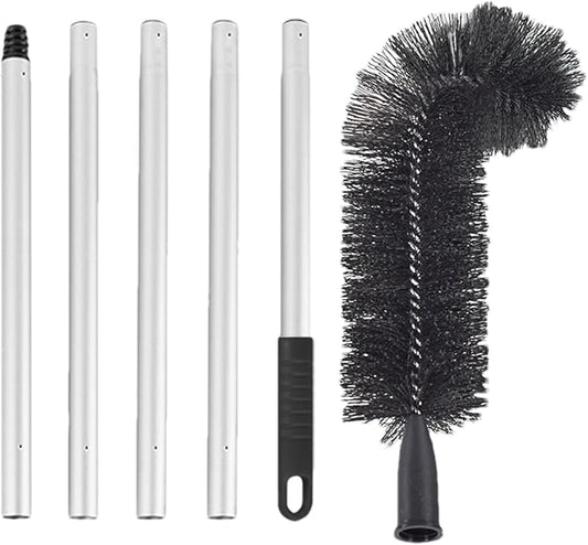 Gutter Cleaning Tool with Curved Stiff Bristles, Retractable Flexible Roof Gutter Brush Cleaner for Removing Dust, Leaves, Debris, and Branches