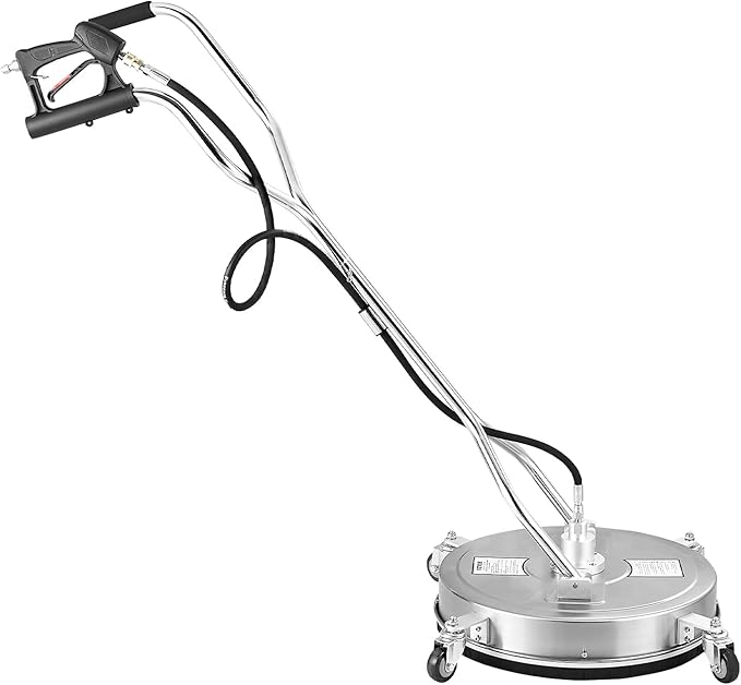 VEVOR 20" Pressure Washer Surface Cleaner, Stainless Steel Pressure Washer Attachments with 4 Wheels, 4000 Max PSI, 3/8 Quick Connector, 2 Spray Nozzles, Dual Handle, for Concrete, Patio, Sidewalk