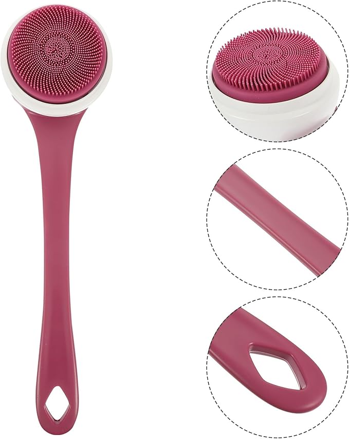 Electric Body Scrubber Silicone Bath Brush Rechargeable Waterproof Back Scrubber with Long Handle for Showering and Dead Skin Removal, 5-in-1 Skin Cleaning Tool for Home Bath Use