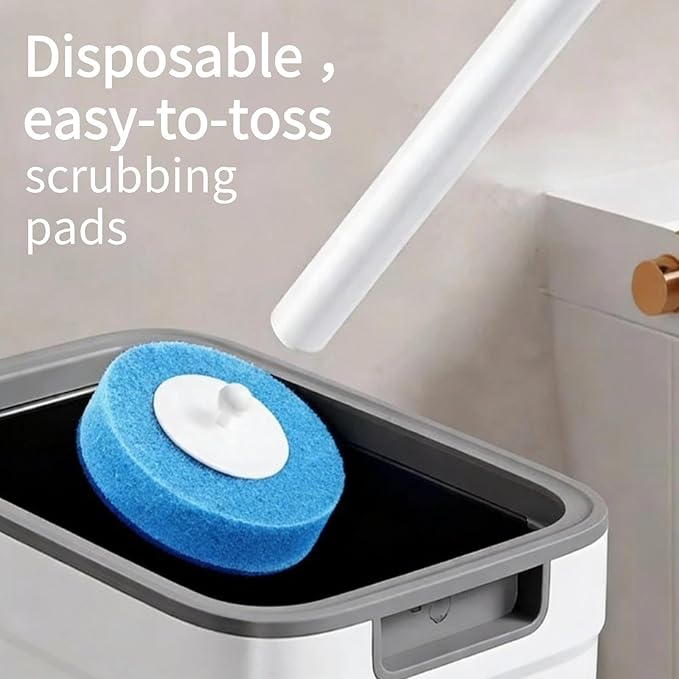 Disposable Toilet Brush with 16 Wand Cleaner Refills Pads，Wall Mounted Toilet Bowl Holder Set，Toilet Cleaning System Starter Kit，Bathroom Cleaning System for Sink Bathtub Wash Basin