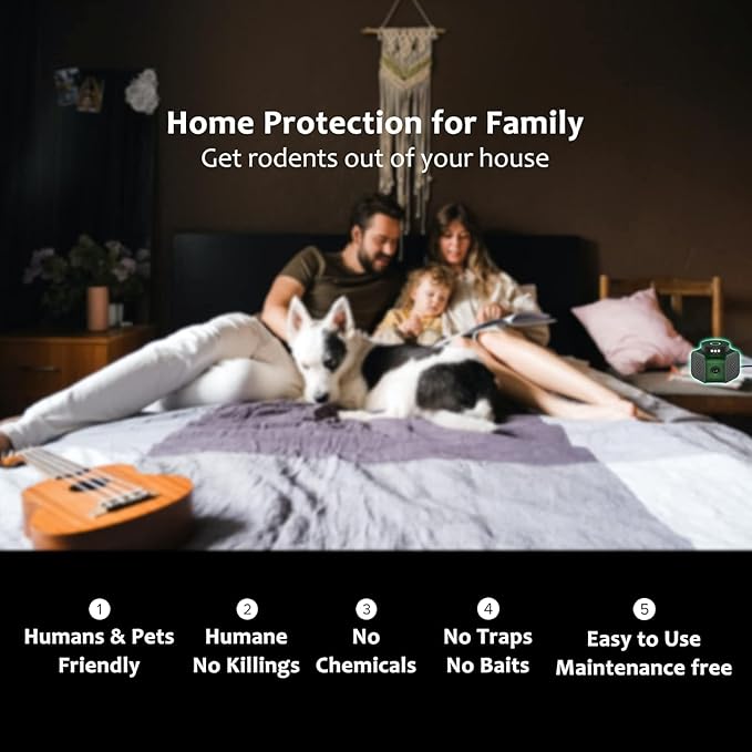 Ultrasonic Rodent Repeller Plug-in Mouse & Rat Deterrent with 3 Modes and LED Strobe Lights, Indoor Pest Control for Attic, Basement, Garage (Green)