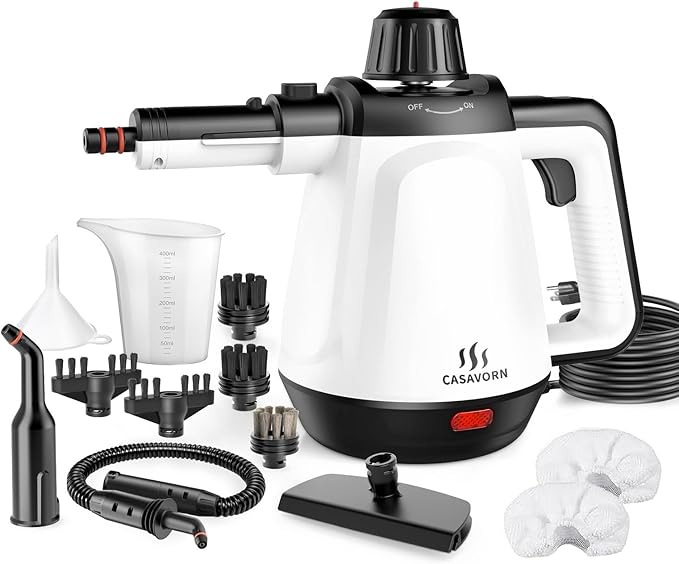 1200W Handheld Steam Cleaner for Home, Powerful Natural Multi‑Surface Steam Cleaner with 12 Accessories, 13.5oz Pressurized Steamer for Deep Cleaning Tile, Grout, Showers, Bathrooms, Kitchens & Car