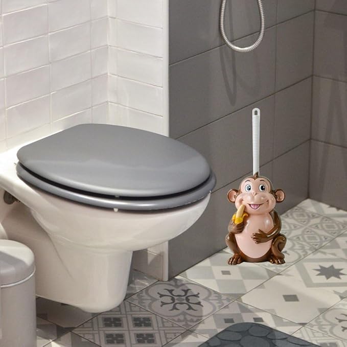 Toilet Brushes & Holders Novelty Toilet Brush Holder Cartoon Frog Cow Monkey Resin Toilet Scrubber Set Toilet Brush Cleaning Tool