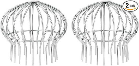 2Pcs 304 Stainless Steel Drain Outdoor Roof Anti-Blocking Line Cap Drain Cover Gutter Protector Cleaner Gutter Cleaning Tools (6.89 * 7.64in)