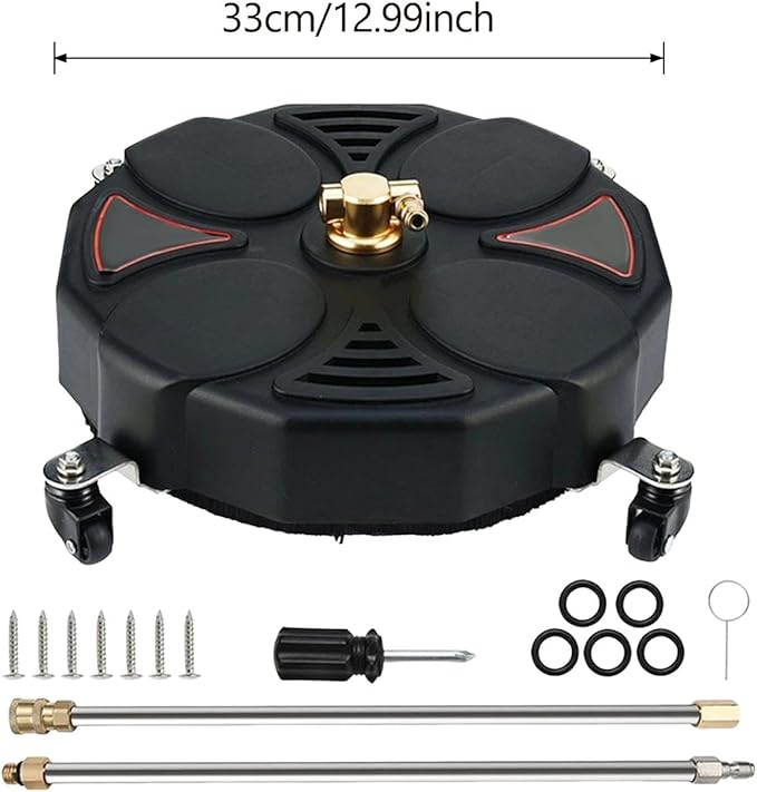 Pressure Washer Driveway Cleaner Attachment, Wheeled Rotary Surface Cleaner, Heavy Duty Flat Surface Cleaner