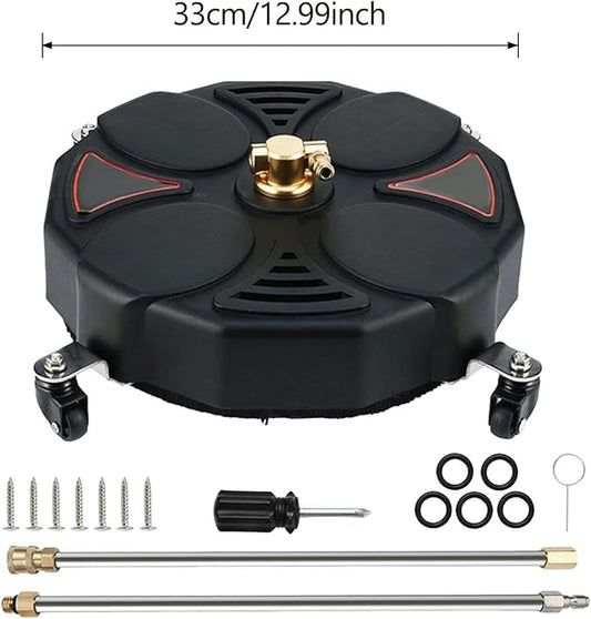 Pressure Washer Driveway Cleaner Attachment, Wheeled Rotary Surface Cleaner, Heavy Duty Flat Surface Cleaner