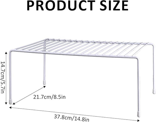 4-Pack Medium (14.8x8.5inch) Kitchen Organizer Rack, Kitchen Shelves for Spice Organization for Cabinet, Pantry Organizers and Storage, Spice Rack, Desk Organizer, White