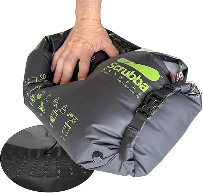 Scrubba Wash Bag Portable Washing Machine - Lightweight Manual Washing Machine for Travel, Camping, Laundry, Baby Clothes - Travel Essentials, Gift - use with Laundry Detergent/Sheets - 5.3 oz.