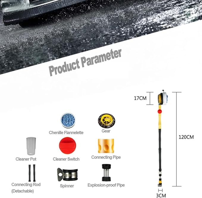 Car Pressure Washer Rotating Wash Brush with Soap Dispenser, Vehicle Care Washing Sponge Cleaning Tool