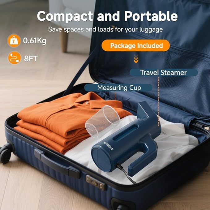 Steamer for Clothes 700W, Double Row Steam Clothes Steamer, 180ML Large Capacity Water Tank, 40S Fast Heat-up Garment steamer for Home and Office(GY168)