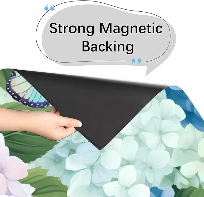 Dishwasher Magnet Cover Butterfly Hydrangea Flowers Reusable Dishwasher Magnetic Cover Sticker Decorative Dish Washer Door Cover Panel for Home Kitcen Appliance, 21x26 in