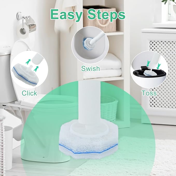 100 Count Toilet Wand Refills for Clorox, Disposable Toilet Brush Compatible with Clorox ToiletWand Cleaning System, Upgrade Fiber Bowl Cleaner Brush for Closestool Cleaning