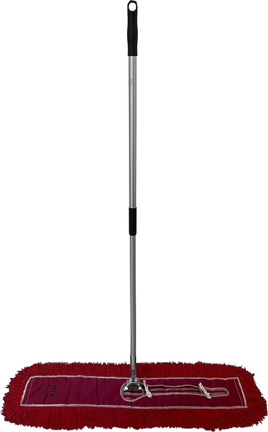 Ultimate Dust Mop Kit: Industrial-Grade Performance, Heavy-Duty Frame, Telescopic Handle - Red 36 Inch