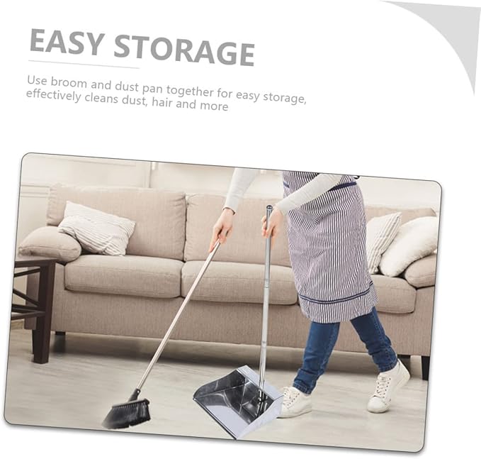 Cabilock Dust Pan Broom Set Dust Broom with Long Handle Floor Cleaning Kit House Cleaning Tools Long Handle