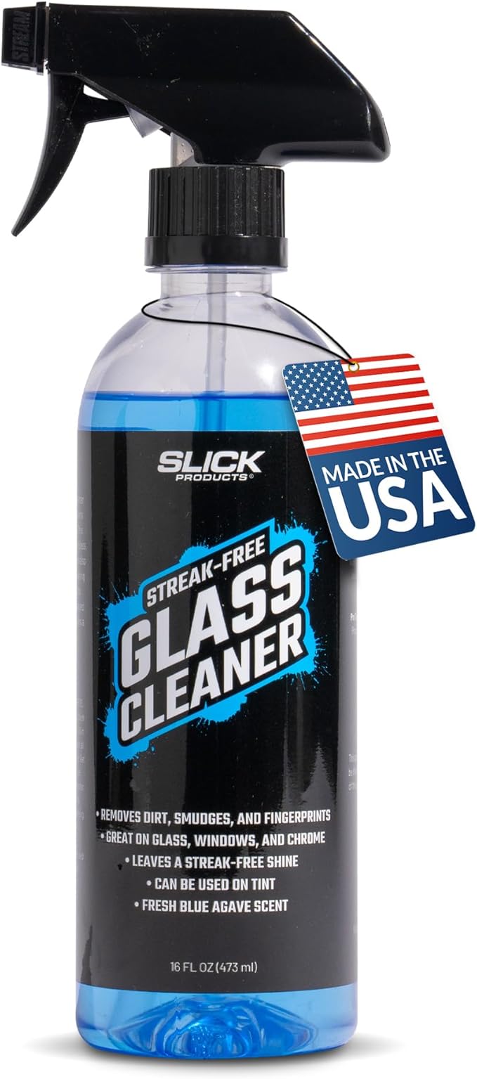 Slick Products Streak-Free Glass Cleaner ?€? Ammonia-Free Window, Mirror, Chrome & Tint Cleaner ?€? Removes Dirt, Smudges & Fingerprints ?€? Ready-to-Use ?€? 16 oz.