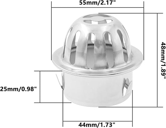 Roof Floor Drain,SAFYY 304 Stainless Steel Roof Drain Dome,Balcony Roof Dome Drain Cover,Yard Outdoor Anti Blocking Strainer,Gardens Gutter Cleaning Tool,Rain Bucket Drainage Parts (2, 50mm/1.97")