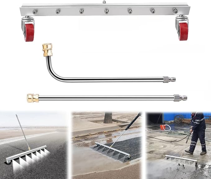 39 inch Water Broom Pressure Washer Surface Cleaner 4000 Psi Power Broom Sweeper with 7 Nozzles 2 Extension Wand for Concrete Driveway Sidewalk Deck, Roof Floor Cleaning (39 INCH)