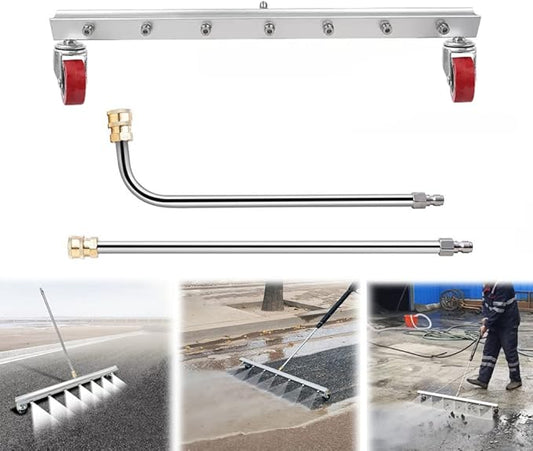 39 inch Water Broom Pressure Washer Surface Cleaner 4000 Psi Power Broom Sweeper with 7 Nozzles 2 Extension Wand for Concrete Driveway Sidewalk Deck, Roof Floor Cleaning (39 INCH)