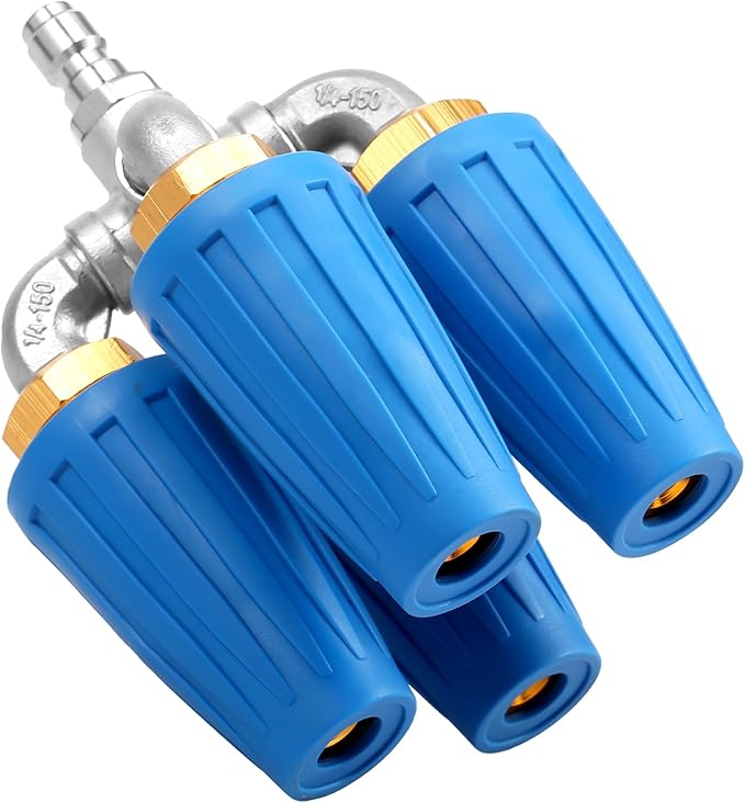 4 in 1 Quad Turbo Nozzle Pressure Washer Aluminum Alloy 4000 PSI Swivel Nozzle with 1/4 Inch Quick Connector 360° Rotating Pressure Washer