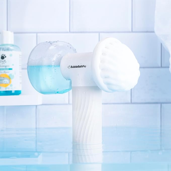 TechCare Massager Dog Brush with Auto Foam Shampoo Dispenser – Pet Bath & Massage Brush for Dogs and Cats – Soft Silicone Grooming Tool for Easy Cleaning and Relaxing Massage