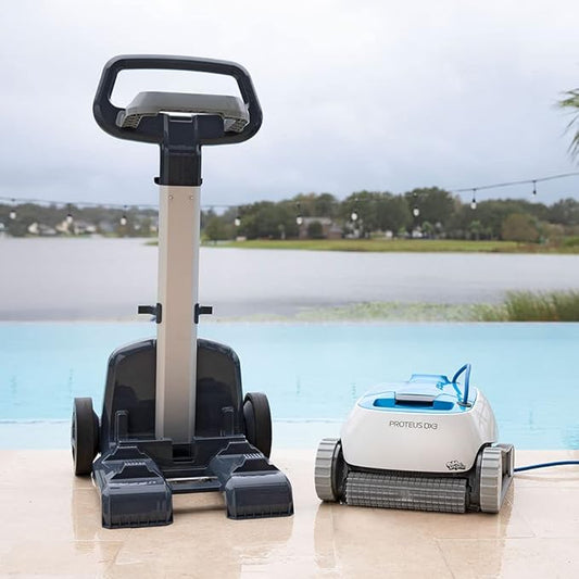 Dolphin Proteus DX3 Automatic Robotic Pool Vacuum Cleaner Includes Caddy for Easy to Transport and Storage, Ideal for In-Ground Pool up to 33 FT in Length