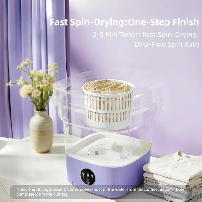 Portable Washing Machine,Mini Washer,16L Upgrade Mini Laundry Machine with Spin Basket,Deep Clean Baby Clothes,Underwear,Socks,Small Pet clothes; Ideal for RV, Dorm, Camping (Purple)