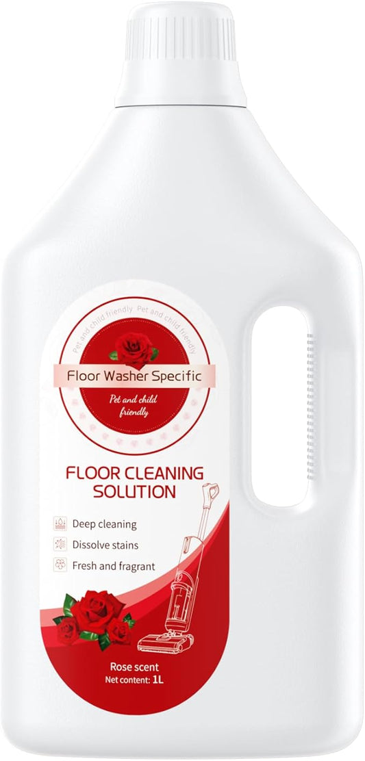 1L Floor Rose Cleaning Solution Compatible With Tineco/Bissell/Dreame And Shark, Fragrance Deodorization, Deep Cleans for Multiple Hard Floors, Suitable With Cordless Wet/Dry Vacuum Cleaner