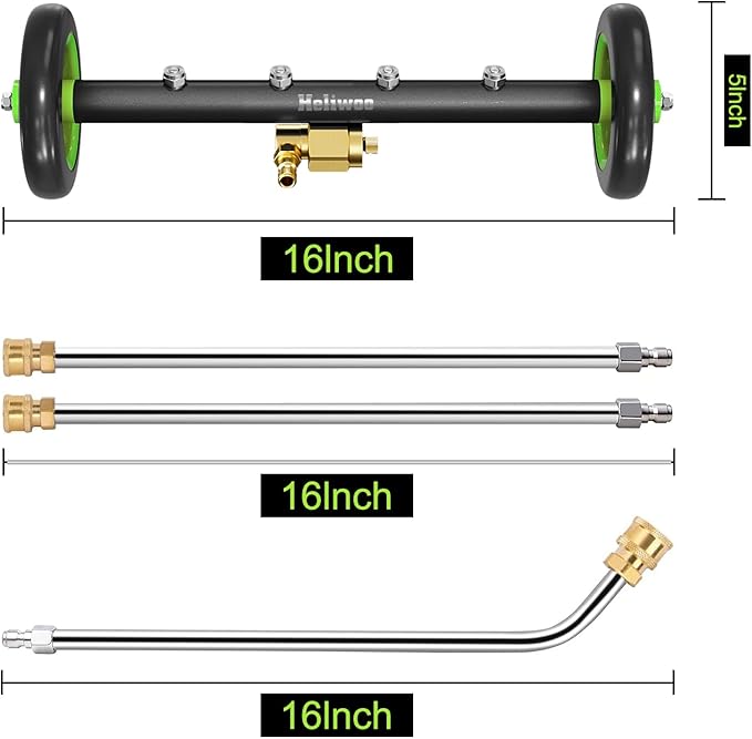 Undercarriage Pressure Washer Attachment 16 Inch Power Washer Water Broom with 4 Nozzles Dual-Function Pressure Washer Undercarriage Cleaner With 3 Pieces Extension Wand 4000 PSI