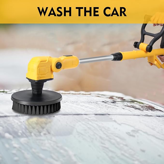 Cordless Power Scrubber Compatible with Dewalt 20V MAX Battery (Tool Only), Brushless Floor Cleaner with Extension Handle, 4 Brush Heads for Floor, Bathroom, Kitchen, Car Cleaning(No Battery)