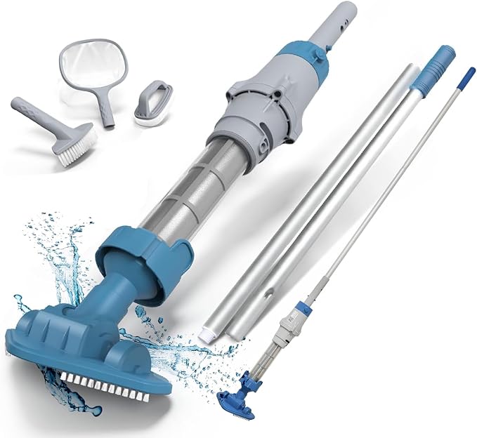 KOKIDO (2024 New) Rechargeable Spa Pool Vacuum Kit with Pole and Tools - Skimmer, Scrubber, Brush. IPX8 Cold/Hot watersafe, Steel Mesh Filter. Ideal for Spas Hot Tubs, for Sand and Debris XTROVAC 100