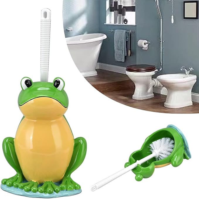 Toilet Plunger and Brush Set, Frog Shape Toilet Brush Stand with Toilet Brush, Standing Toilet Brush Set for Bathroom Cleaning