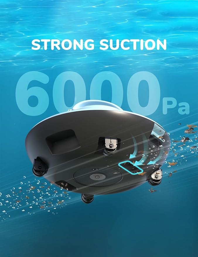 Robotic Pool Cleaner, Pool Vacuum for Above Pools with Dual-Drive Motors, Self-Parking Technology for Above-Ground Flat Pools up to 645sq.ft (Lasts 90 Mins)