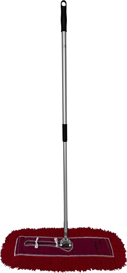 Ultimate Dust Mop Kit: Industrial-Grade Performance, Heavy-Duty Frame, Telescopic Handle - Red 24 Inch