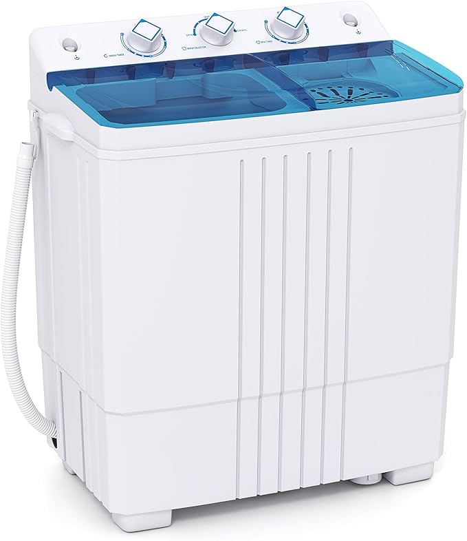 Giantex Washing Machine, 20Lbs Capacity, Washer and Spinner Combo, Portable Compact Twin Tub 12Lbs Washing and 8Lbs Spinning, Inlet and Drain Hose, Laundry Washer for Apartment RV Dorm