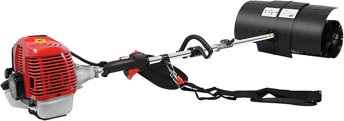 52CC Gas Powered Hand Held Lawn Sweeper 2-Stroke Engine 1.7KW 8500RPM with 20.47Inch Nylon Brush for Driveway Sidewalk Artificial Grass Cleaning
