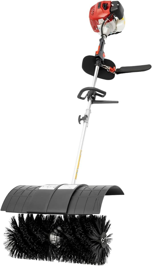 2-Stroke Gas Powered Sweeper Broom, 52CC 2.3HP Gas Hand Held Sweeper with 20.5in Sweeping Brush, 1700W Artificial Lawn Sweeper Cleaner Tools for Cleaning Turf Snow Road Driveway