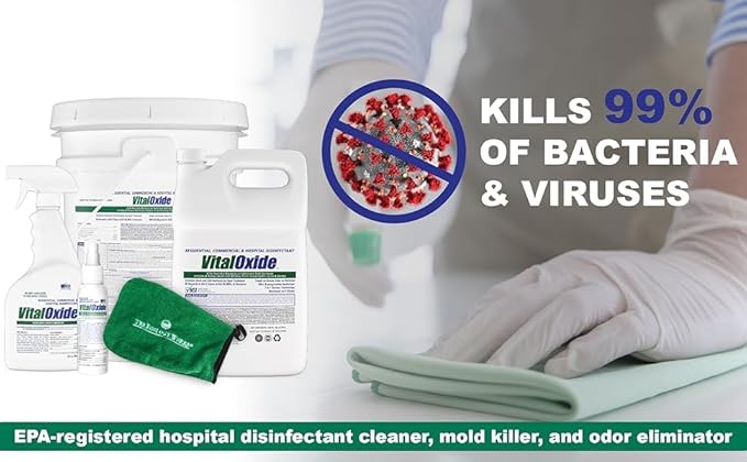 Vital Oxide 55 Gallon Drum Hospital Grade Disinfectant| Deodorizer, Food-Contact Sanitizer| Kills 99.9% of Viruses and Bacteria| Kills Mold & Mildew,| Odorless