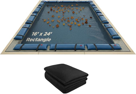 Buffalo Blizzard 16 ft x 24 ft Rectangle Pool Leaf Net | Mesh Pool Net Cover | Leaf Net for Above Ground Pool | Remove Leaves & Debris From Your Winter Cover | 4 Ft of Overlap | Winch & Cable Included